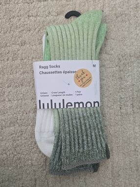 lululemon athletica Ragg Crew Socks - Light Green, White & Heathered Green
